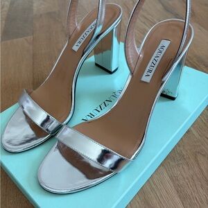 Aquazzura Metallic Silver Heels